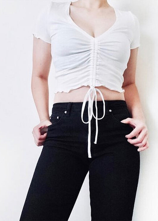 White Ruched Crop Top size S