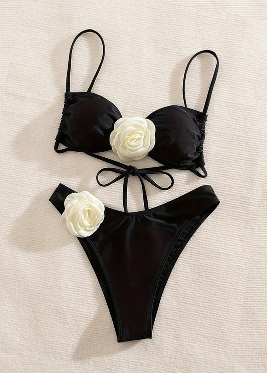 Floral Black Bikini Set