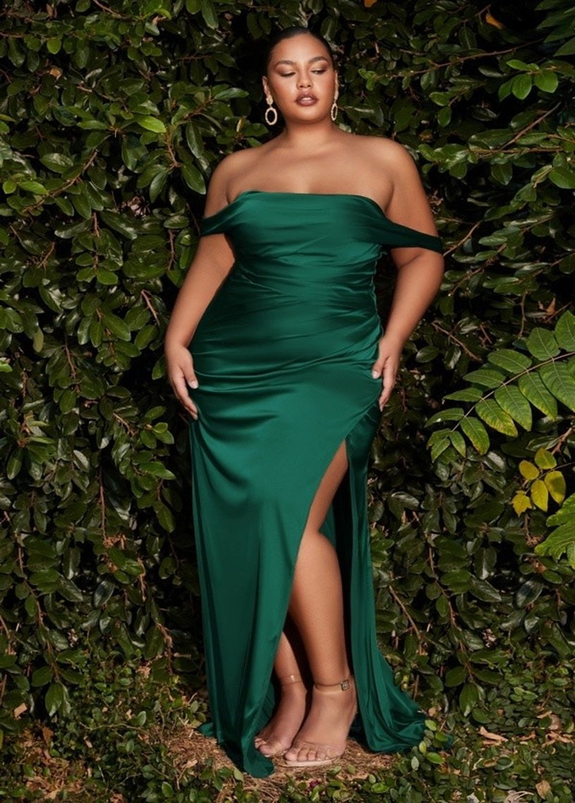 Leeza Off the Shoulder Satin Maxi Dress Curve