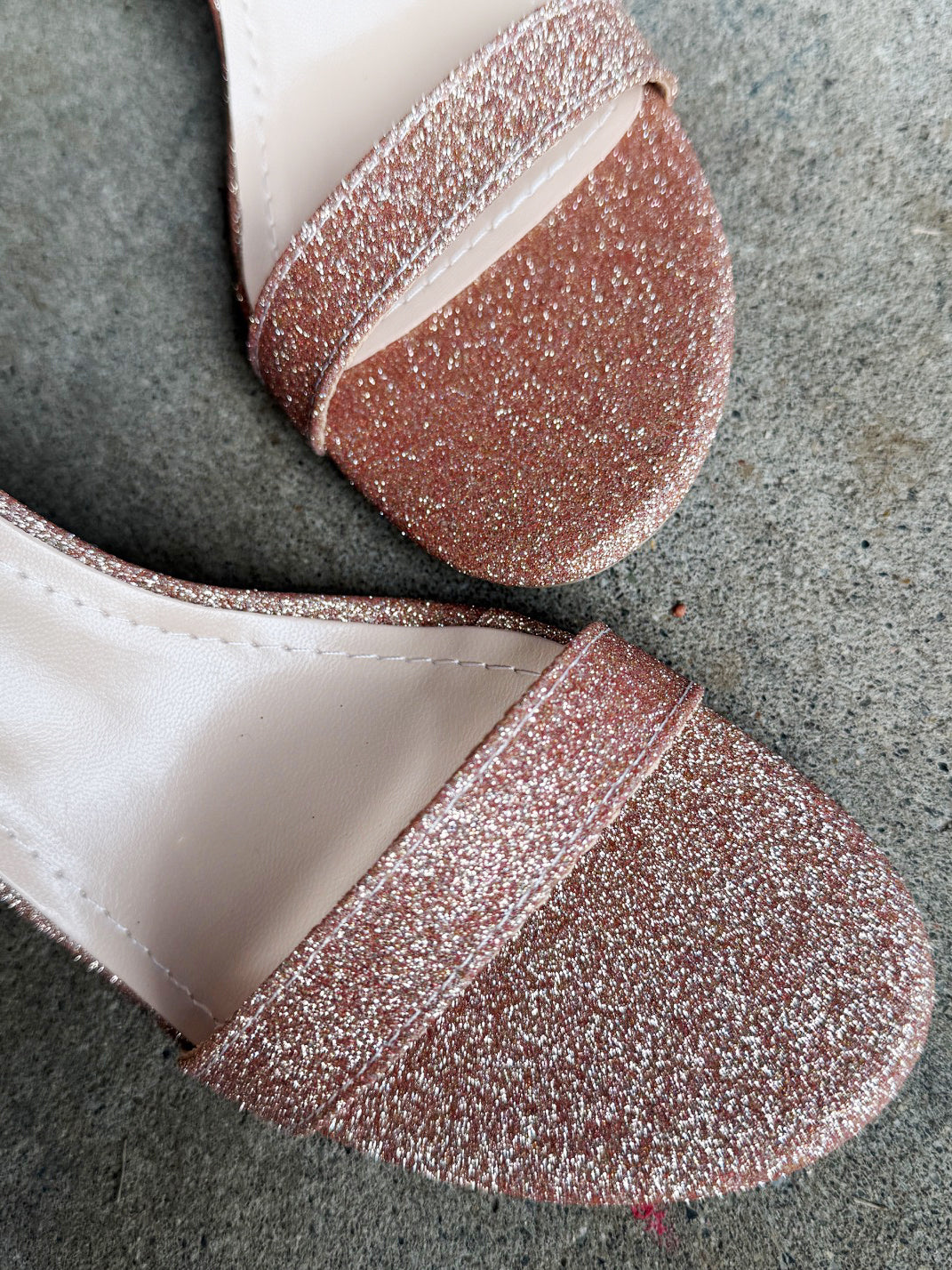 Jae Ankle Strap Heels Glitter Rose Gold v