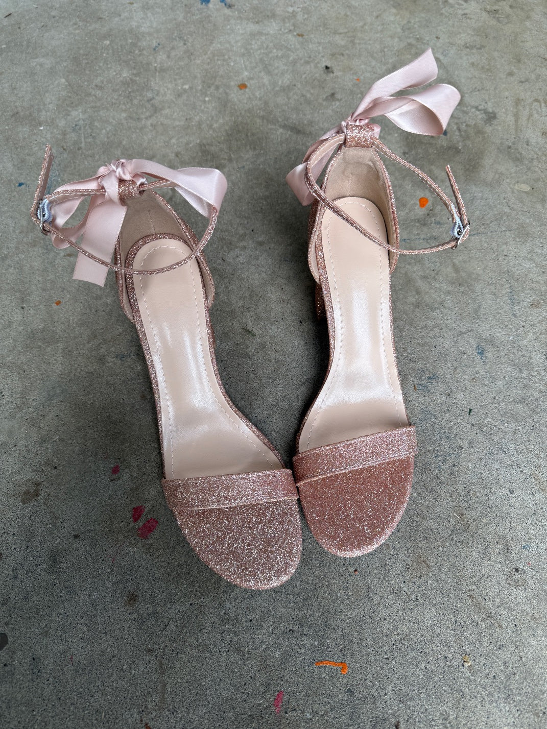 Jae Ankle Strap Heels Glitter Rose Gold v