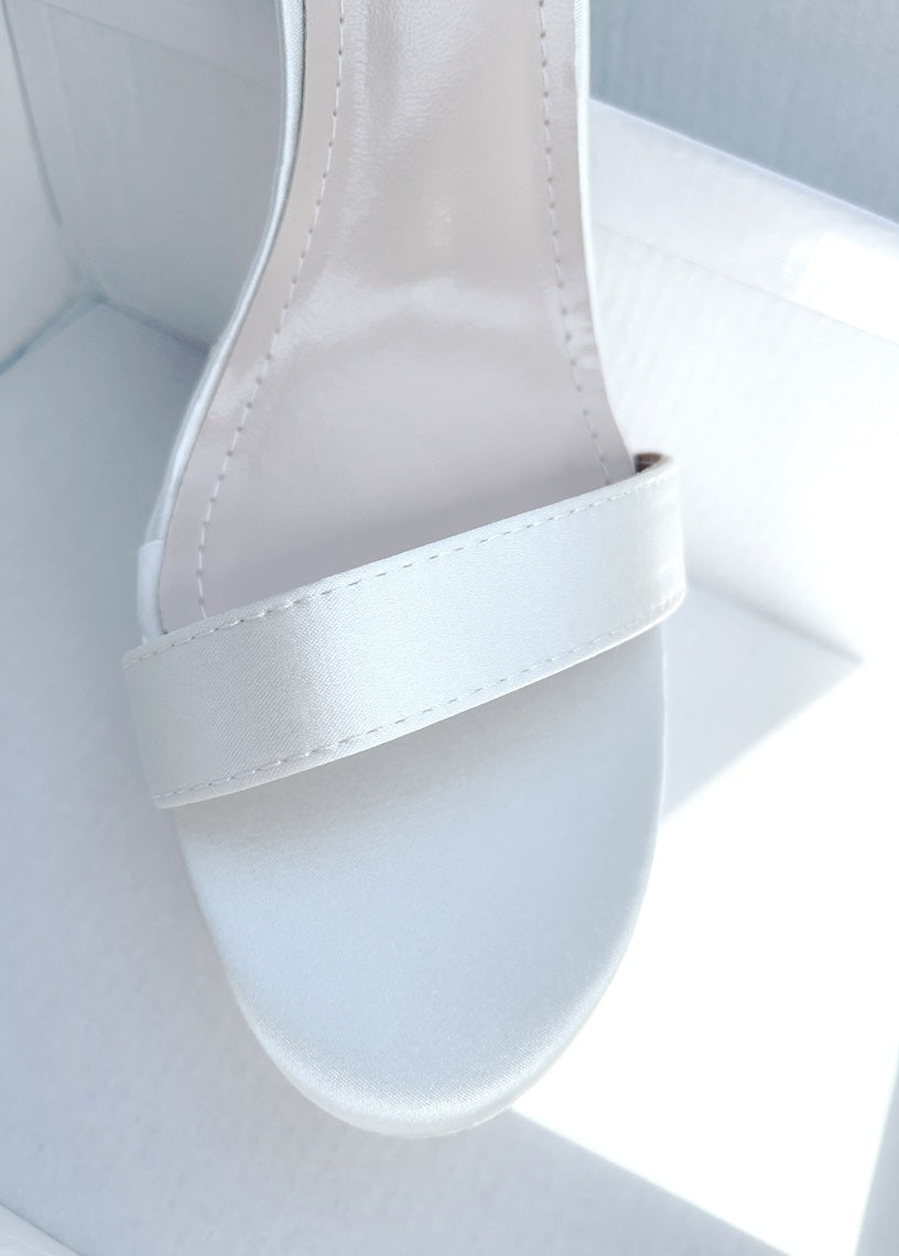 Trish Pearl Ankle Strap Bow Heels Satin