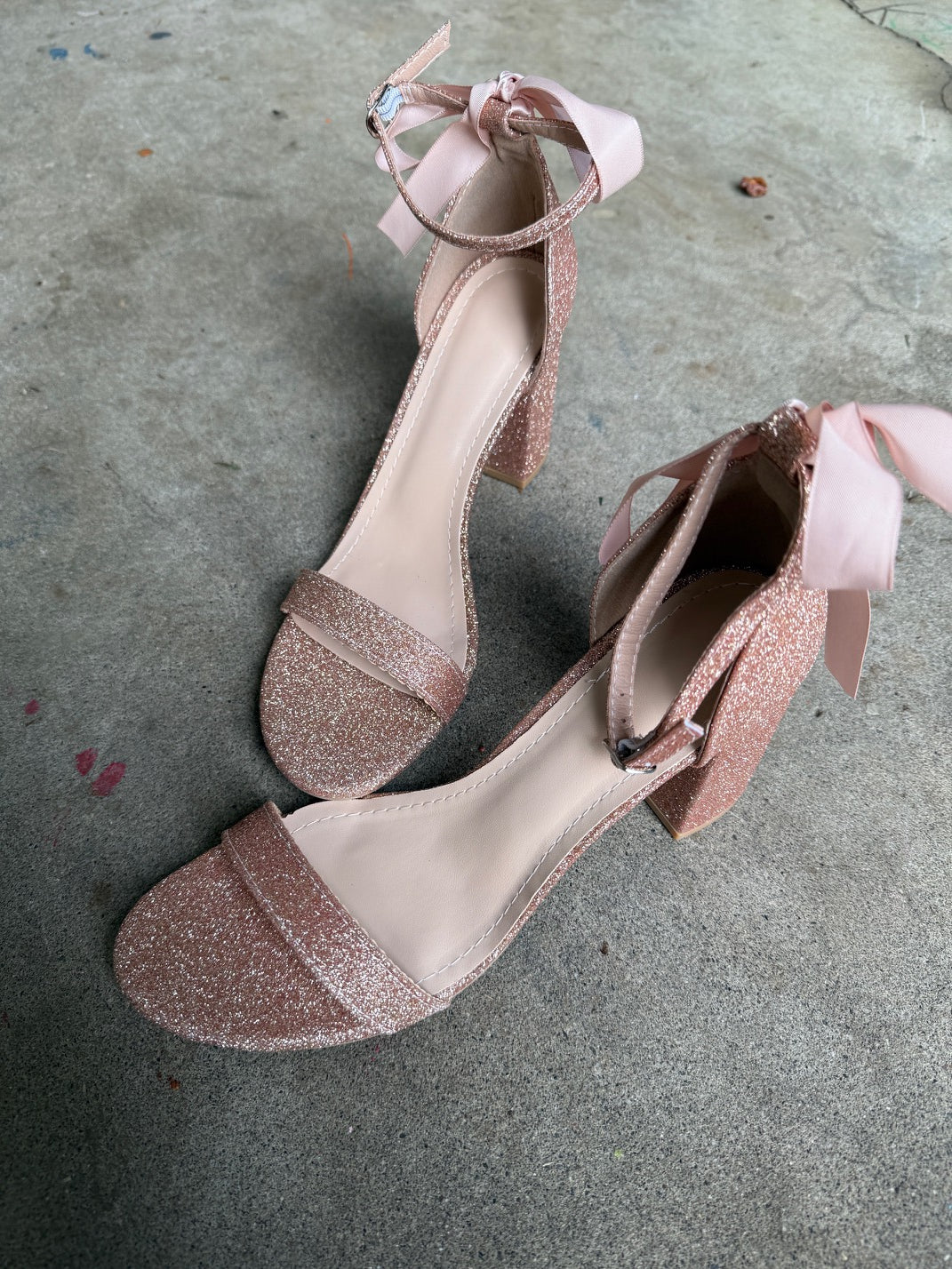 Jae Ankle Strap Heels Glitter Rose Gold v