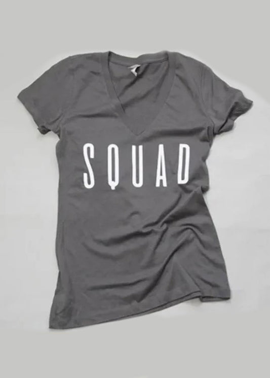 Squad Dark Gray Vneck Short Sleeve Shirt