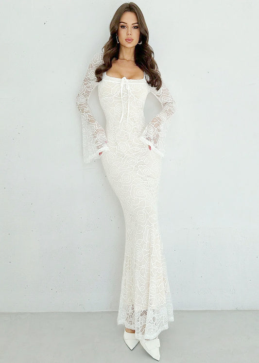 Fiona Floral Lace Fitted Maxi Dress