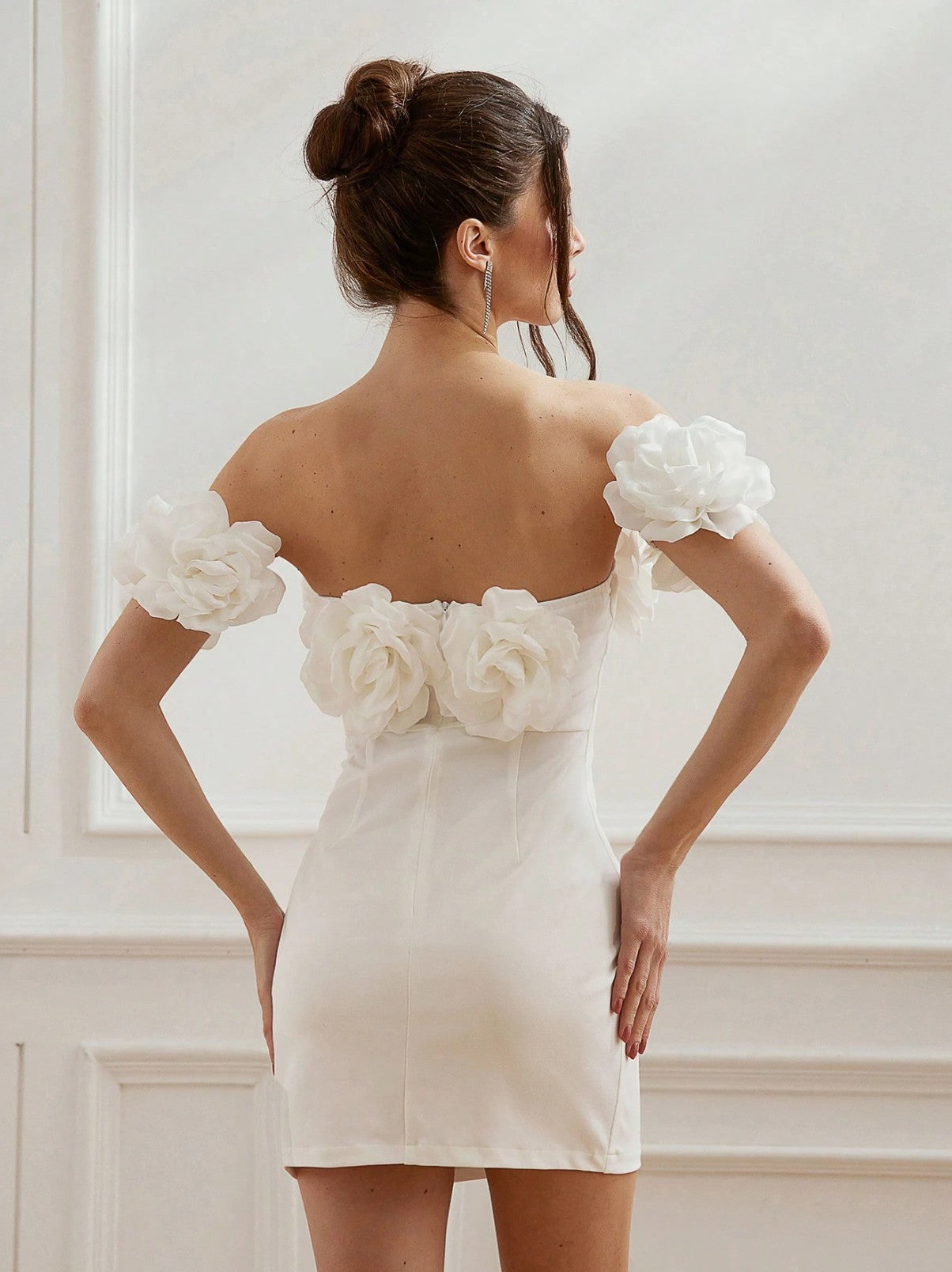Livvy Off the Shoulder Flower Mini Dress