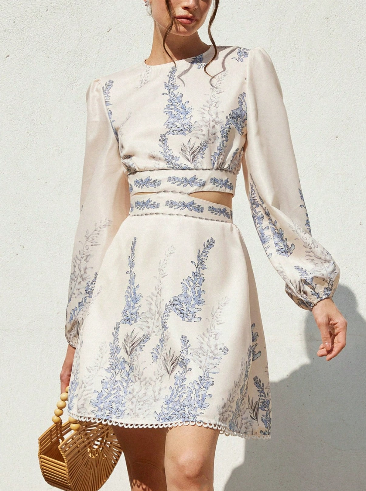 Alissa Floral Print Lantern Sleeve Mini Dress