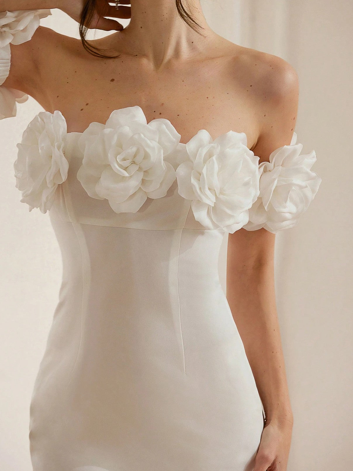 Livvy Off the Shoulder Flower Mini Dress