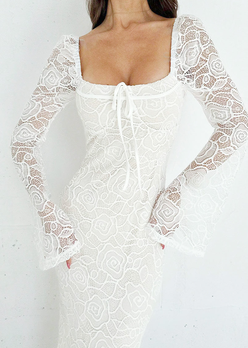 Fiona Floral Lace Fitted Maxi Dress