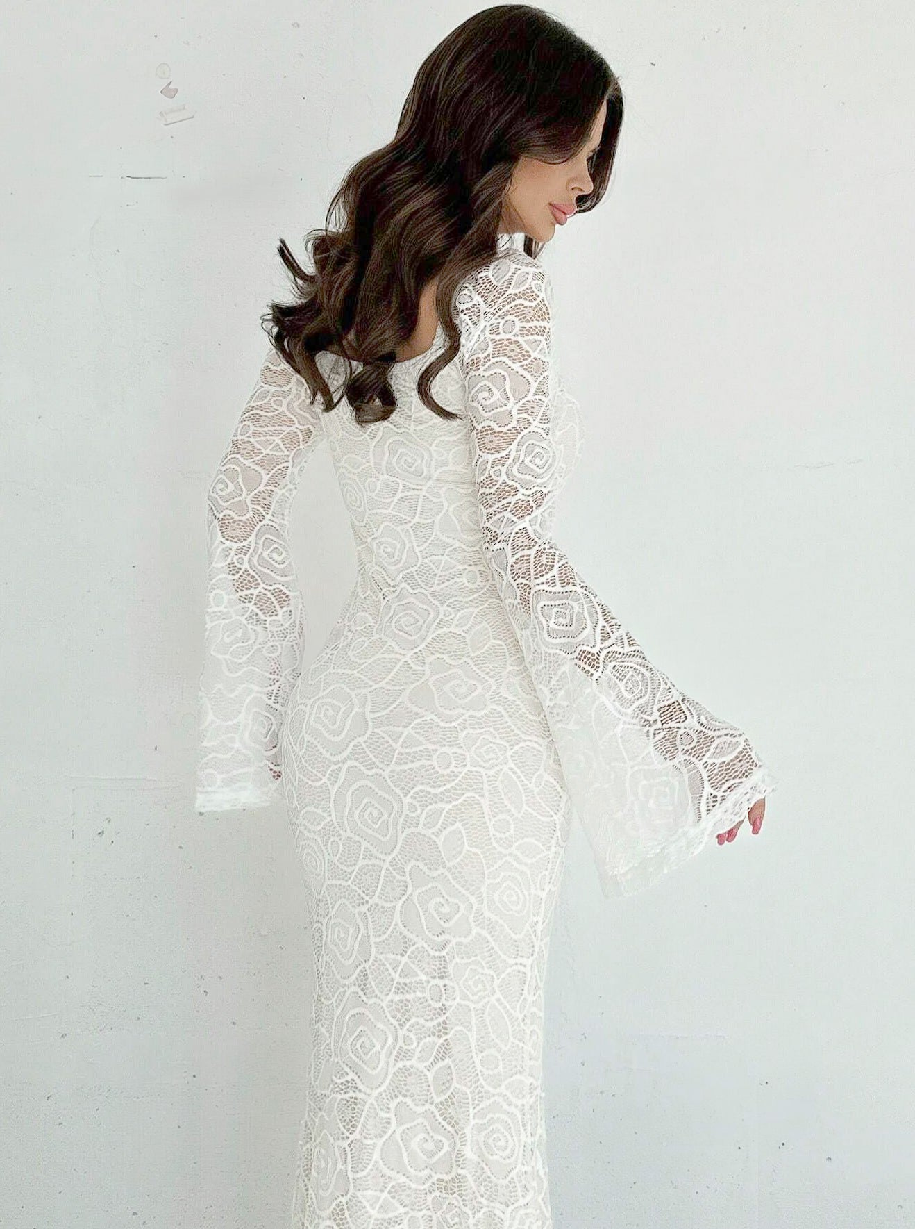 Fiona Floral Lace Fitted Maxi Dress
