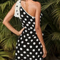 Josephine One Shoulder Polka Dots Mini Dress