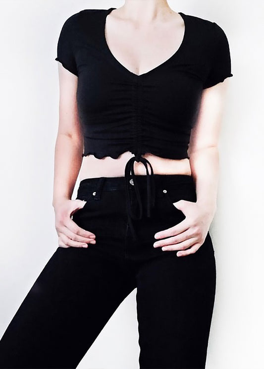 Black Ruched Crop Top size S