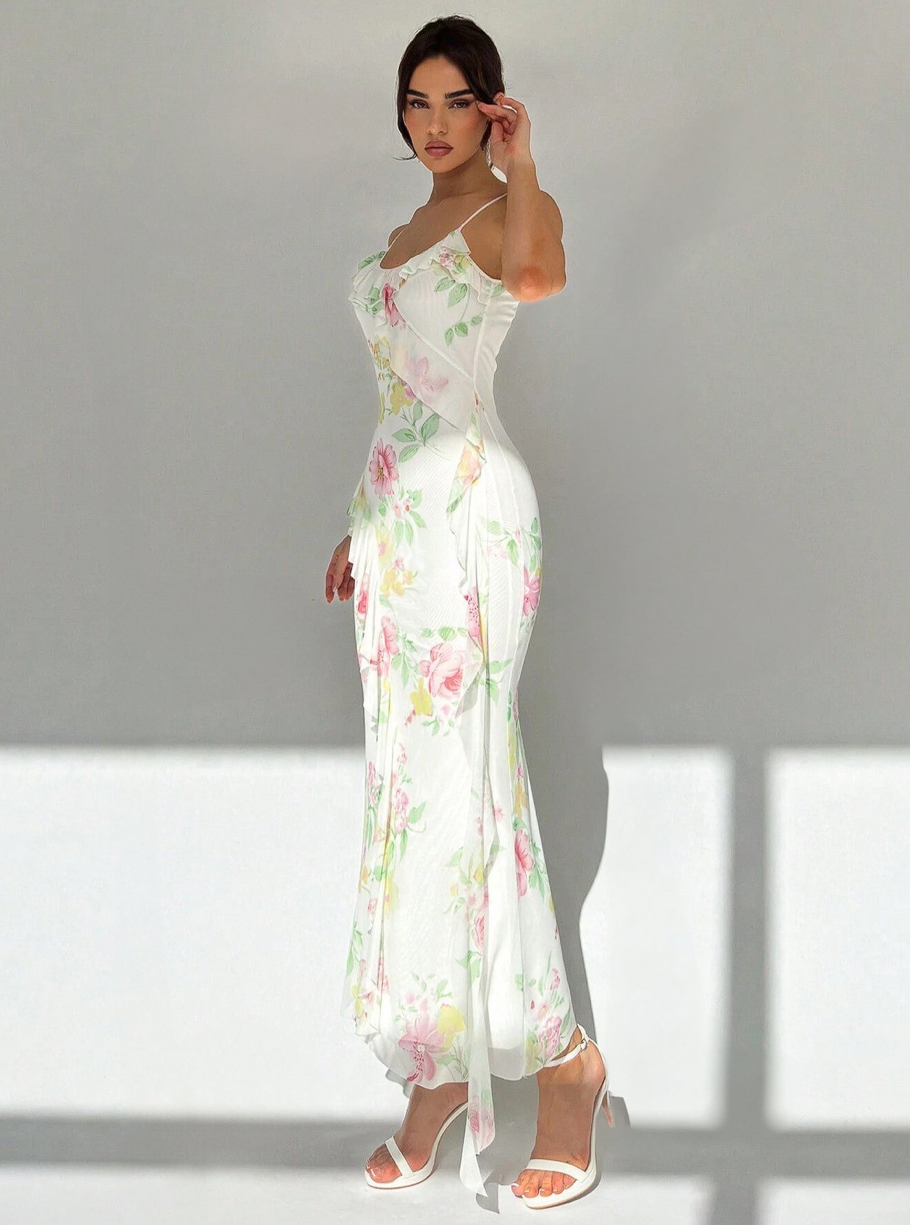 Sari Floral Ruffle Maxi Dress