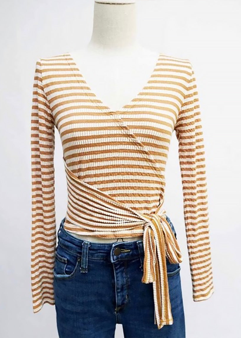 Stripe Surplus Long Sleeve Top