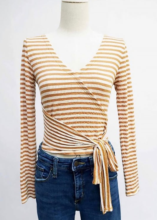 Stripe Surplus Long Sleeve Top