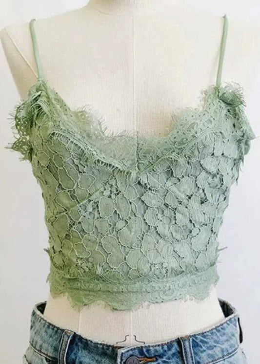 Sage Green Lace Crop Top