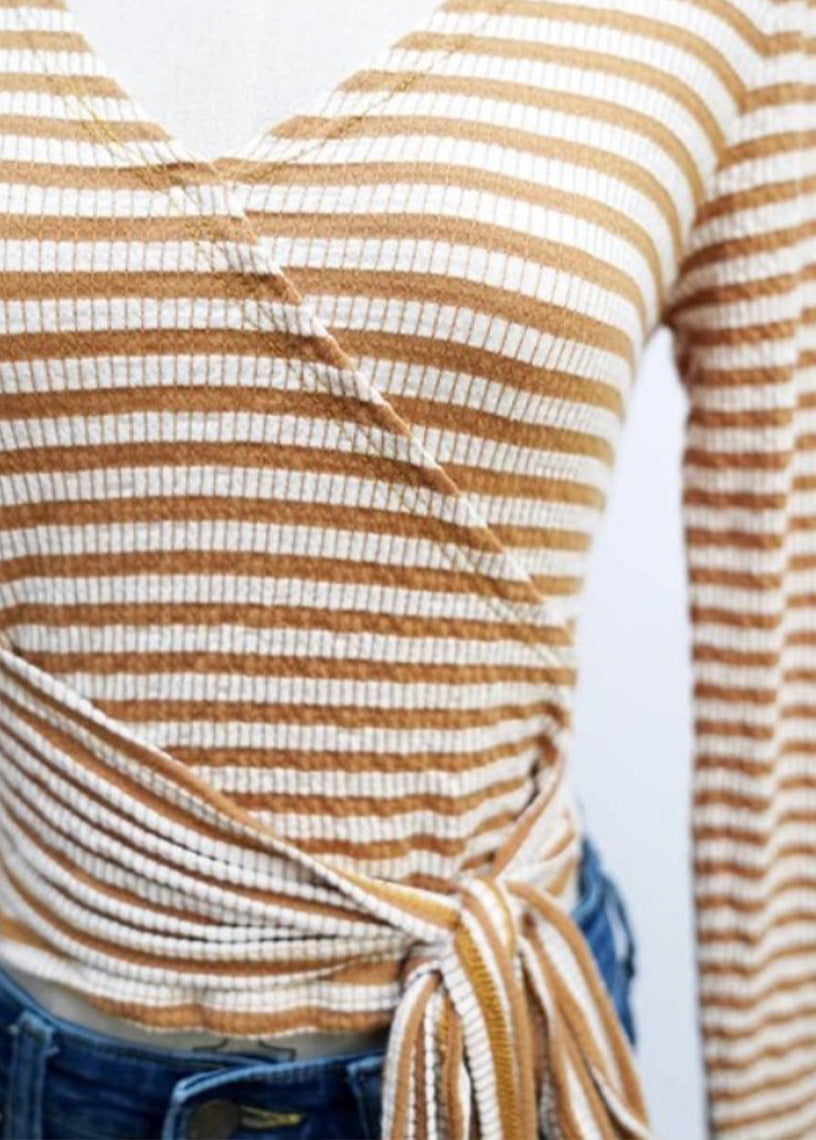Stripe Surplus Long Sleeve Top