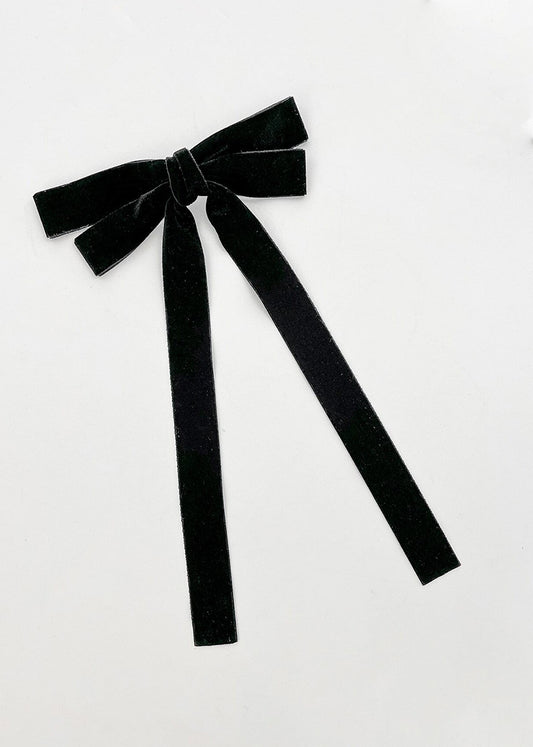 Jill Velvet Ribbon Bow Hair Clip Black