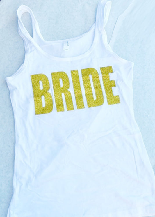 White Bride Gold Glitter Top