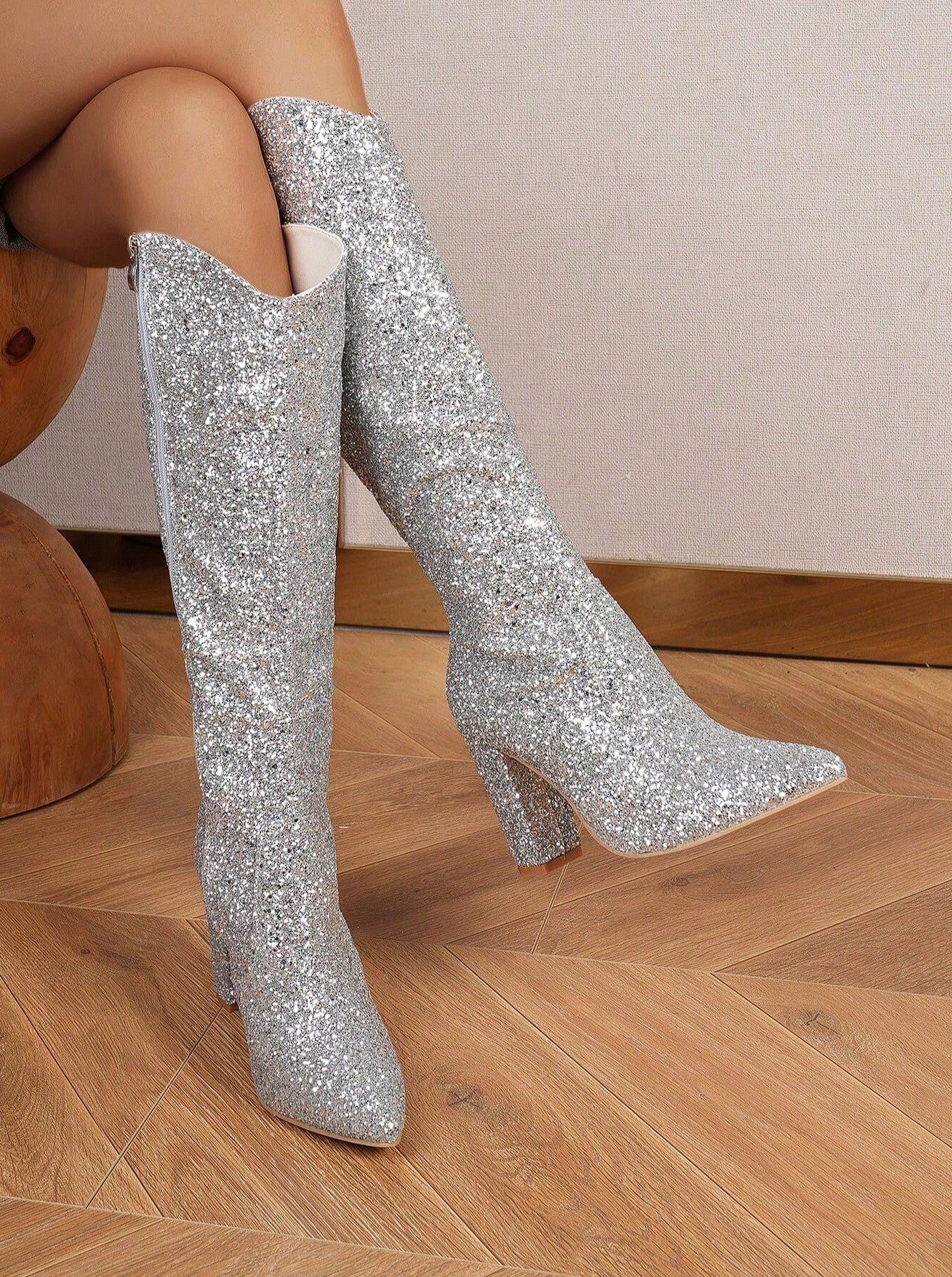 Josie Glitter Mid-Heel Boots