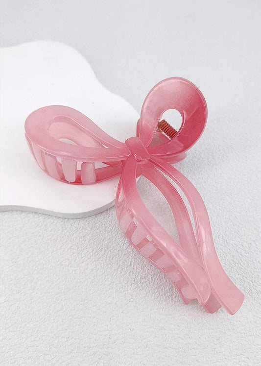 Lorie Bow Hair Claw Pink