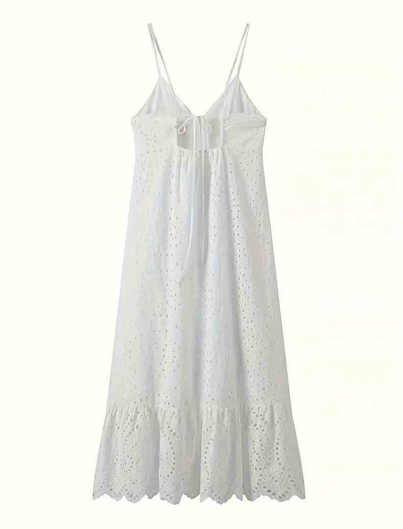 Ari Eyelet White Midi Dress