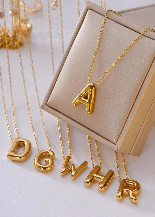 Bubble Letter Monogram  Necklace