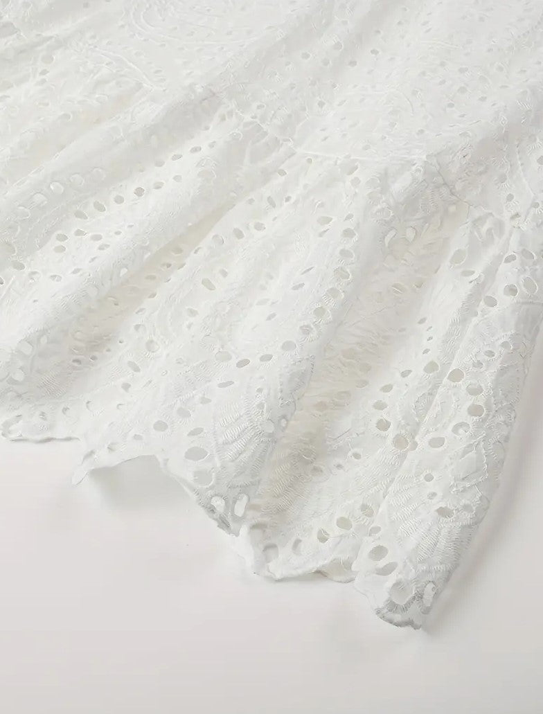 Ari Eyelet White Midi Dress