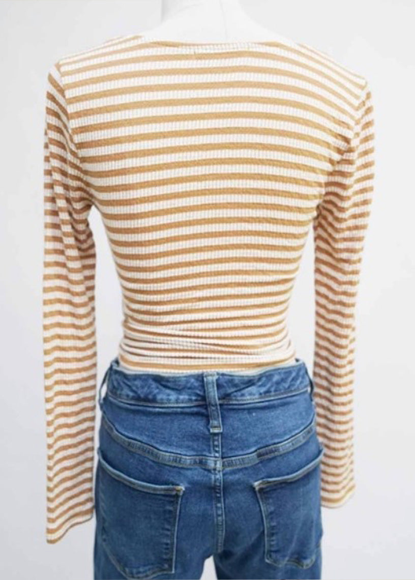 Stripe Surplus Long Sleeve Top