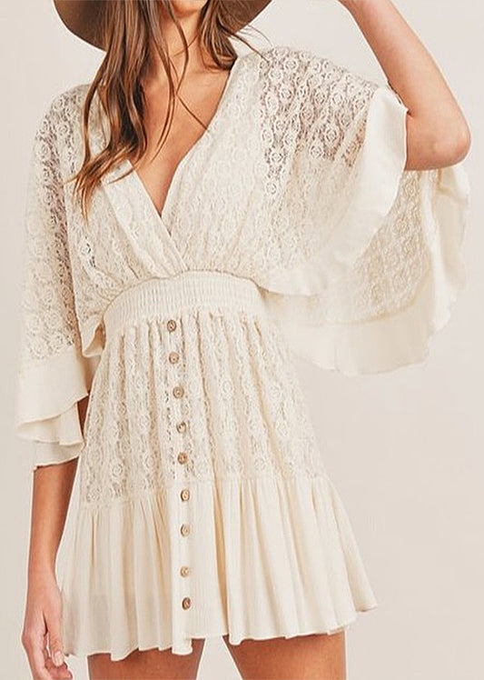 Angie Batwing Lace Romper
