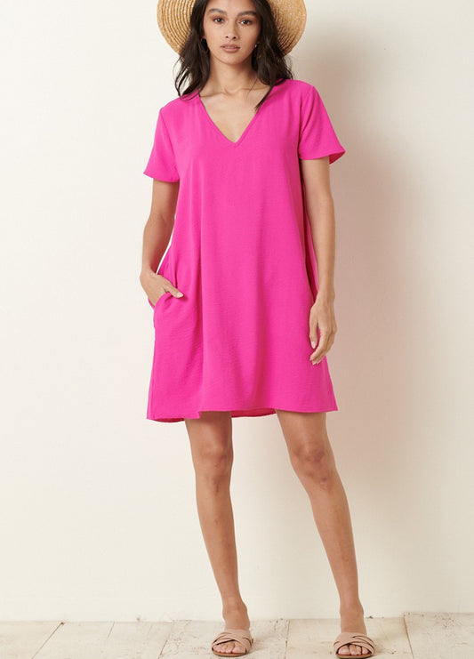 Dorcy Hot Pink Tunic Mini Dress